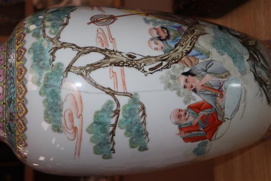 A Chinese famille rose vase, 20th century height 62cm (a.f.)